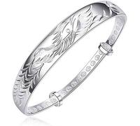 MFUPR Silver Bracelet,925 Silver Bracelet,Women 925 Silver Bangle Bracelet Vintage Carve Phoenix Adjustable Bangle Bracelet Ladies Silver Jewellery