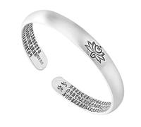 MFUPR Vintage 999 Pure Silver Feng Shui Bracelet, Six-Character Mantra Pixiu Heart Sutra, Tibetan Buddhist Wealth & Luck Amulet, Adjustable for Men & Women(Lo-Tus D)