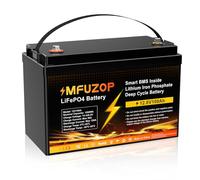 MFUZOP 12V 100Ah LiFePO4 Lithium Leisure Battery, 1280Wh, Built-in 100A BMS, 100Ah Lithium Leisure Battery, 4000-15000 Deep Cycles, Support in Series/Parallel, for RVs, Boats, Home Energy Storage