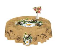MFWHEFJ Table Cloth 1 Piece of Retro Spring and Summer Floral Round and Rectangular Tablecloths(Round (152) Cm)