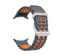MFXFKOKGAX Marine Silicone Strap Fit For Galaxy Samsung Watch 7 Ultra 47mm Bracelet No Gaps Sport Two-tone Band Watchband Straps(SpaceH Orange-S)