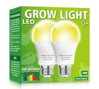 mfxmf 2 Pack LED Grow Light Bulbs A19 Bulb, Full Spectrum Plant Light Bulb, 9W E26 Grow Bulb Replace up to 80W, Grow Light for Indoor Plants, Flowers, Greenhouse, Indore Garden, Hydroponic