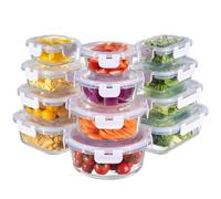 MFY 12-Pack Glass Containers with Lids, Reusable Meal Prep Containers, Leak-Proof, Airtight Glass Food Storage Containers with Lids, Safe for Microwave, Oven, Freezer, and Dishwasher