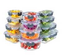 MFY 12-Pack Glass Containers with Lids, Reusable Meal Prep Containers, Leak-Proof, Airtight Glass Food Storage Containers with Lids, Safe for Microwave, Oven, Freezer, and Dishwasher