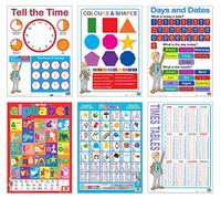 MFY Educational Wall Charts & Posters for Kids - Bundle of 6 Laminated School Posters in Assorted Designs With Phonics
