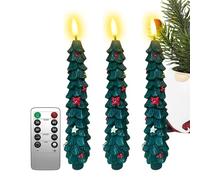 MFYOUPK 3 Pack Christmas Tree Candle Lights, Flameless LED Candles with Remote Timer Flickering Taper Candles Decorative Atmosphere Light Home Decoration for Christmas Tree Home Party, 24.5cm