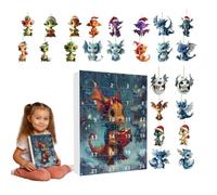 MFYOUPK Countdown Calendar Dragon | 24 Days Dragon Hangable Ornaments,2D Acrylic Advent Pendant Ornament Decoration for Teenagers Girls Boys Indoor Festival Holiday Christmas Tree