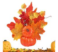 MFYOUPK Fall Pumpkin Decorations,Artificial Pumpkins with Maple Leaves and Berries - Photography Props Home Party Ornaments for Kitchen Indoor Outdoor Tabletop Living Room