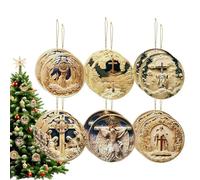 MFYOUPK Nativity Ornaments - Christmas Wooden Pendants | Hangable Jesus Decor for Tree Church Rearview Mirror School Living Room Car Wall Bedroom Home Window Easter