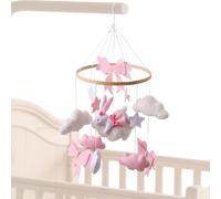 MFYOUPK Nursery Mobile for Crib - Crocheted Bunny Mobile for Baby Crib - Rotating Sensory Toy, Girls Boys Bohemian Soother for Preschool Bedroom Living Room Wall Window