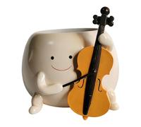 MFYOUPK Smiling Flower Pot, Funny Smiling Planter Pot Cute Guitar Plant Pots Succulents Planter Home Decoration For Windowsill Bedroom Living Room, 12.8x12cm