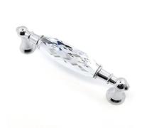 MFYS 3.75'' 5.00'' Glass Dresser Drawer Handles/Clear Pulls Knob Chrome Metal/Silver Modern Crystal Cupboard Cabinet Handle Pull Knobs (1, 3.75'' Hole to Hole)