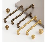 MFYS Balls Drawer Pulls Handles Antique Brass Kitchen Cabinet Pulls Handles Brushed Brass Cupboard Handles for Bathroom (1, Antique Brass, 3 3/4" Hole to Hole)