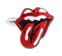 MFYS British Rolling Stones Big Red Tongue Hot Rock Cufflinks with Gift Box