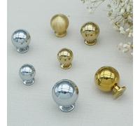 MFYS Solid Brass Ball Drawer Knob Gold Round Cabinet Knob Handle Bright Silver Dresser Knob Hardware (1, Brushed Brass, small-19mm)
