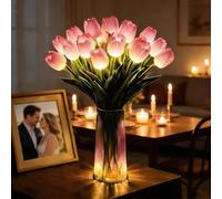 Mfyxde 2026 Radiant Romantic Tulip Light with Vase, LED Tulips Night Lamp, LED Artificial Flowers Ambient Night Lamp,for Home Decor and Wedding Anniversary,Mother's Day (5*Pink Flowers,Without Vase)