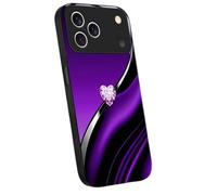 Mfyxde Sparkling Heart Hard Case for iPhone, Luxury Heart-Shaped Shockproof Fully Enclosed Tempered Glass Phone Case (Dark Purple,for 14 Pro)