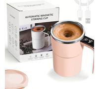 Mfyxde SpinBrew Mug - Automatic Stirring Magnetic Coffee Cup with Temp Display,Spin Brew Mug (Pink)