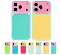 Mfyxde Summer Vibe Dopamine Contrast Color Phone Case for iPhone 17 16 15 14 13 Pro Max, Vibrant Contrast Color Dopamine Acrylic Case, Anti-Fall Full Lens Protection (B+C,15)