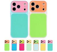 Mfyxde Summer Vibe Dopamine Contrast Color Phone Case for iPhone 17 16 15 14 13 Pro Max, Vibrant Contrast Color Dopamine Acrylic Case, Anti-Fall Full Lens Protection (B+G,16 PRO)