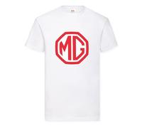 MG Badge T-Shirt Red & White Logo Classic British Car Enthusiast Official Licenced Product (UK, Alpha, S, Regular, Regular, White)