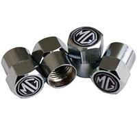 MG Black and Silver Chrome Wheel Valve Dust Caps