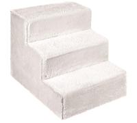 Mg Design 3-Step Pet Stairs (14 × 16 × 18 in / 40 × 45 × 35 cm) - Wooden Frame Dog Steps with Soft Faux Fur Cover - Stable, Lightweight Indoor Stairs for Small Dogs, Cats & Senior Pets