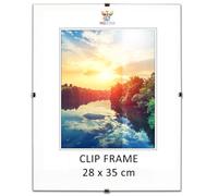 MG Design Clip frame Frameless Photo Frame, 11x14 inch (28x35 cm), with Plexiglass, Lightweight Anti-Shatter Acrylic Glass, Wall-Mountable, Portrait & Landscape