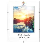 MG Design Clip frame Frameless Photo Frame, 12x16 inch (30x40 cm), with Plexiglass, Lightweight Anti-Shatter Acrylic Glass, Wall-Mountable, Portrait & Landscape
