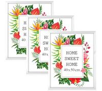 MG Design Set of 3 Wooden Picture Frame 16x20 inch (40x50 cm), White Real Wood Frame with Acrylic Glass, Vertical & Horizontal Hanging - for Photos, Posters, Certificates, Puzzles
