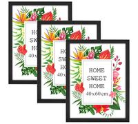 MG Design Set of 3 Wooden Picture Frame 16x24 inch (40x60 cm), Black Real Wood Frame with Acrylic Glass, Vertical & Horizontal Hanging - for Photos, Posters, Certificates, Puzzles