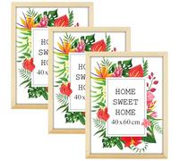 MG Design Set of 3 Wooden Picture Frame 16x24 inch (40x60 cm), Natural Wood Frame with Acrylic Glass, Vertical & Horizontal Hanging - for Photos, Posters, Certificates, Puzzles