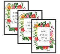 MG Design Set of 3 Wooden Picture Frame A3 11.7x16.5 inch (29.7x42 cm), Black Real Wood Frame with Acrylic Glass, Vertical & Horizontal Hanging - for Photos, Posters, Certificates, Puzzles