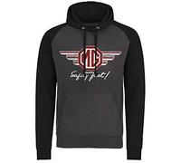 MG Officially Licensed Wings Baseball Hoodie (Dark Grey - Black), XL
