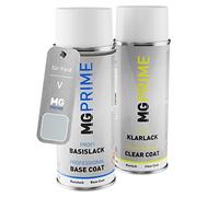 MG PRIME Car paint Spray can set for Ford V / XSC1056C Strato Silver Metallic/Stratosilber Metallic Base coat clear coat spray can 400ml