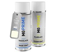 MG PRIME Car paint Spray can set for Porsche 182 / P2/R3 Chiffonweiss/Chiffon White Base coat clear coat spray can 400ml