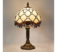 MG REAL 8 inch Tiffany Style Table Lamp, Handmade Stained Glass Bedside Lamp, Antique Vintage Desk Lamp for Living Room Bedroom Home Office,29