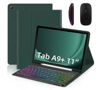 MG REAL Dark Green, Keyboard Case for Samsung Galaxy Tab A7 10.4'' 2020 (SM-T500/T505/T507), 7 Color Backlit, Magnetic Detachable Wireless Keyboard with Bluetooth Mouse