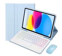 MG REAL Keyboard Case for Samsung Galaxy Tab A9+/A9 Plus 11'' 2023 (SM-X210/X216/X218), 7 Color Backlit, Built-In Pencil Holder, Magnetic Detachable Wireless Keyboard with Bluetooth Mouses,Sky Blue