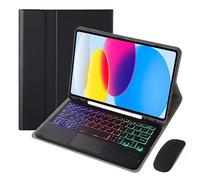 MG REAL Keyboard Case for Samsung Galaxy Tab A9+/A9 Plus 11'' 2023 (SM-X210/X216/X218), 7 Color Backlit, Built-In Pencil Holder, Magnetic Detachable Wireless Keyboard with Bluetooth Mouses,Black