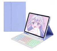 MG REAL Keyboard Case for Samsung Galaxy Tab S8 Plus/S8+ 12.4'' 2022 (SM-X800/X806),7 Colors Backlit, Slim Cover with S Pen Holder, Multi-Angle Detachable Wireless Bluetooth Keyboard,Purple