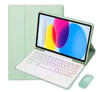 MG REAL Keyboard Case for Samsung Galaxy Tab S9 FE 10.9'' 2023 (SM-X510/SM-X516), 7 Color Backlit, Built-In Pencil Holder, Magnetic Detachable Wireless Keyboard with Bluetooth Mouses,Mint Green