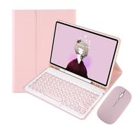 MG REAL Pink, Keyboard Case with Mouse for Samsung Galaxy Tab A8 10.5'' 2022 (SM-X200/X205/X207), Round Keys Detachable Magnet Keyboard with S Pen Holder