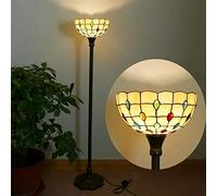 MG REAL Tiffany Style Floor Lamp, 12" Vintage Stained Glass Standing Lamp for Bedroom Living Room Office Decor Reading Light, Resin Base,13
