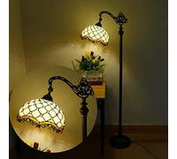 MG REAL Tiffany Style Floor Lamp, 12" Vintage Stained Glass Standing Lamp for Bedroom Living Room Office Decor Reading Light, Resin Base,20