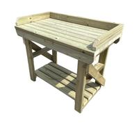 MG Timber Products Heavy Duty Wooden Potting Table, Garden Potting Bench with Raised Edge and Shelf, Pressure Treated Swedish Redwood, 4ft Standard 67 cm Deep, Single Shelf