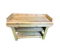 Mg Timber Products Heavy Duty Wooden Potting Table With Raised Edge, 7Ft (208.5 Cm) Compact 48 Cm Deep, Double Shelf
