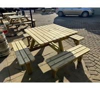 Mg Timber Products: Premium Quality, 8 Seater Square Picnic Bench, Pub Table. Made From Pressure Treated, Swedish Redwood