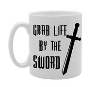 MG032 Grab Life by The Sword/Slogan Novelty Gift Printed Ceramic Tea Coffee Mug