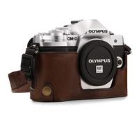 MG1351 Olympus OM-D E-M10 Mark III Ever Ready Leather Camera Half Case and Strap, with y Access, Dark